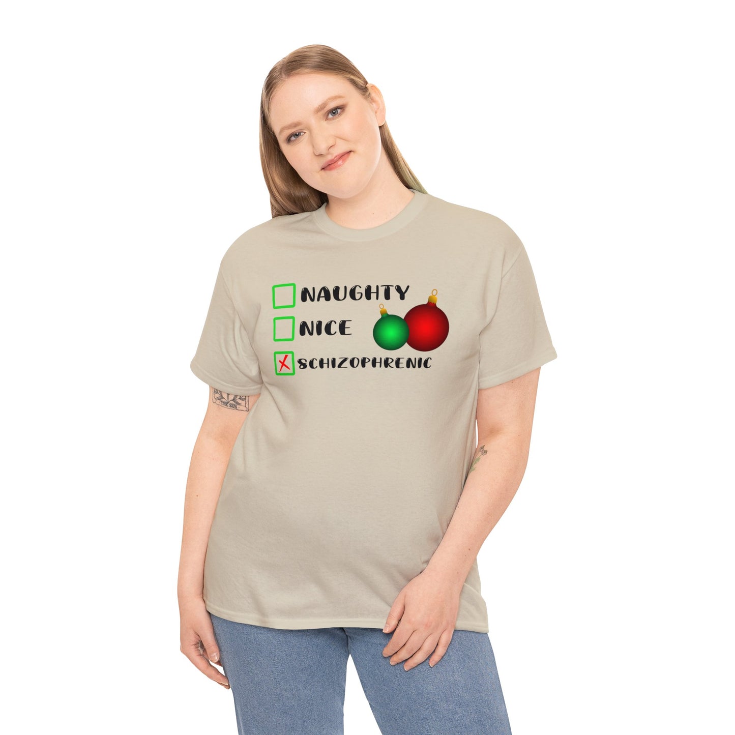 NAUGHTY, NICE, SCHIZOPHRENIC TEE