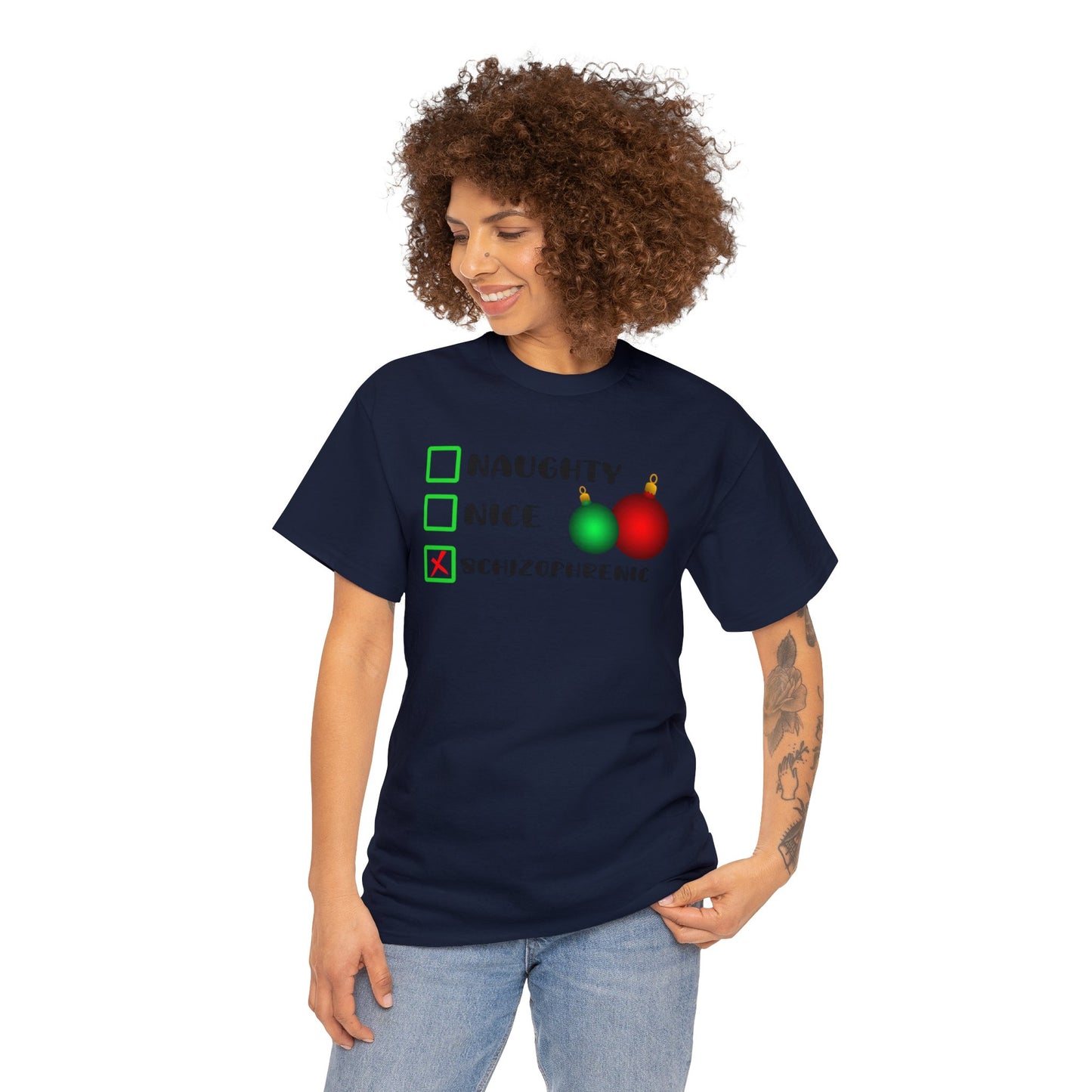 NAUGHTY, NICE, SCHIZOPHRENIC TEE