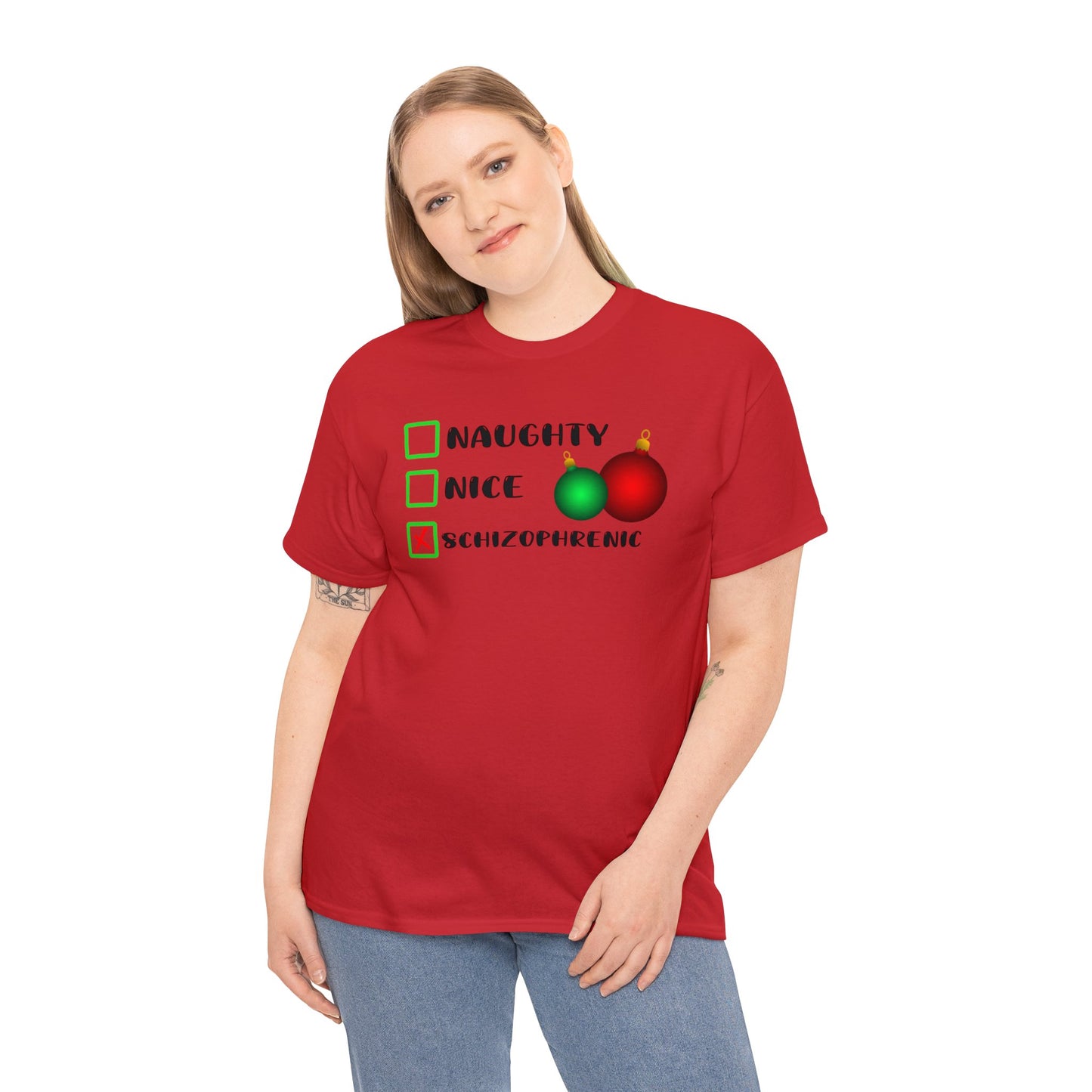 NAUGHTY, NICE, SCHIZOPHRENIC TEE