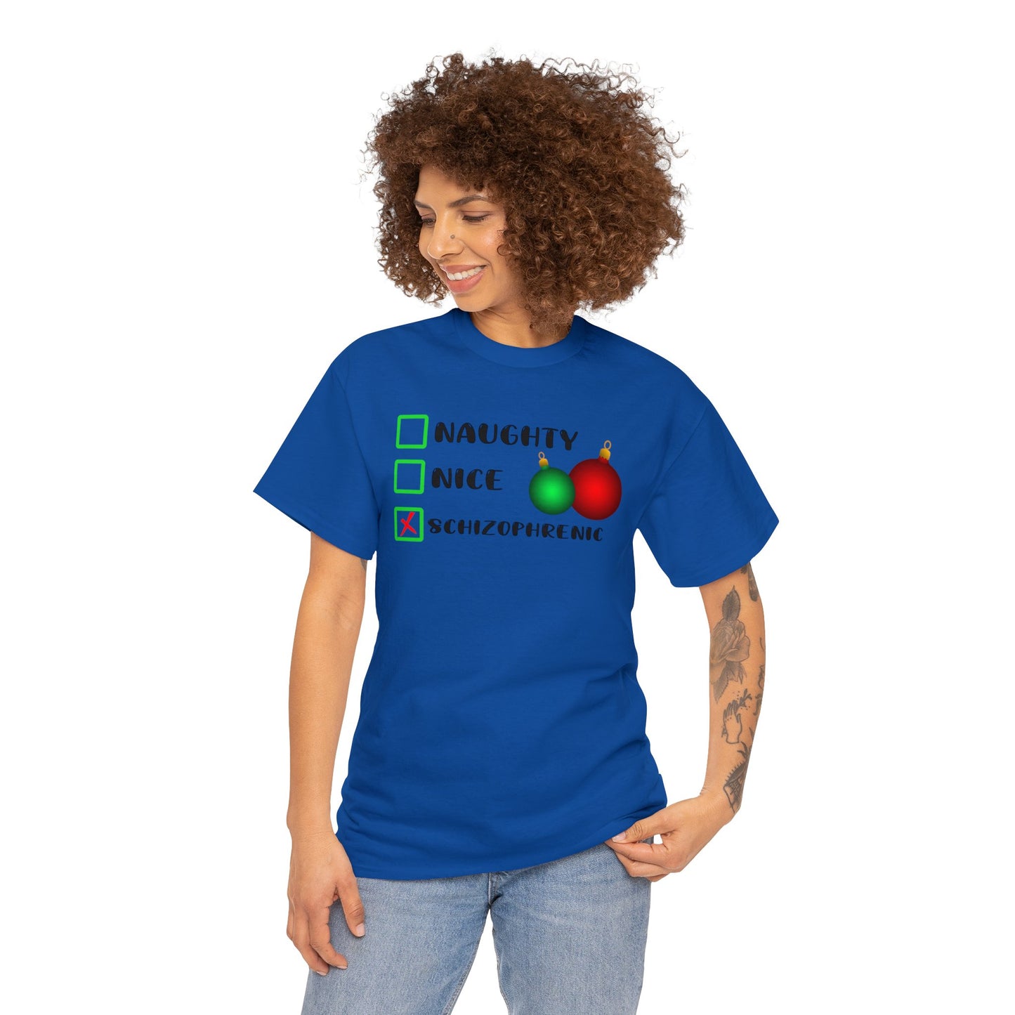 NAUGHTY, NICE, SCHIZOPHRENIC TEE