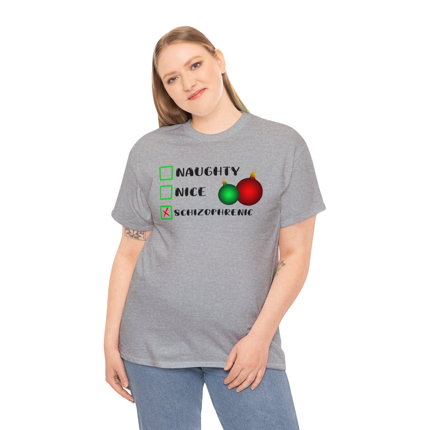 NAUGHTY, NICE, SCHIZOPHRENIC TEE