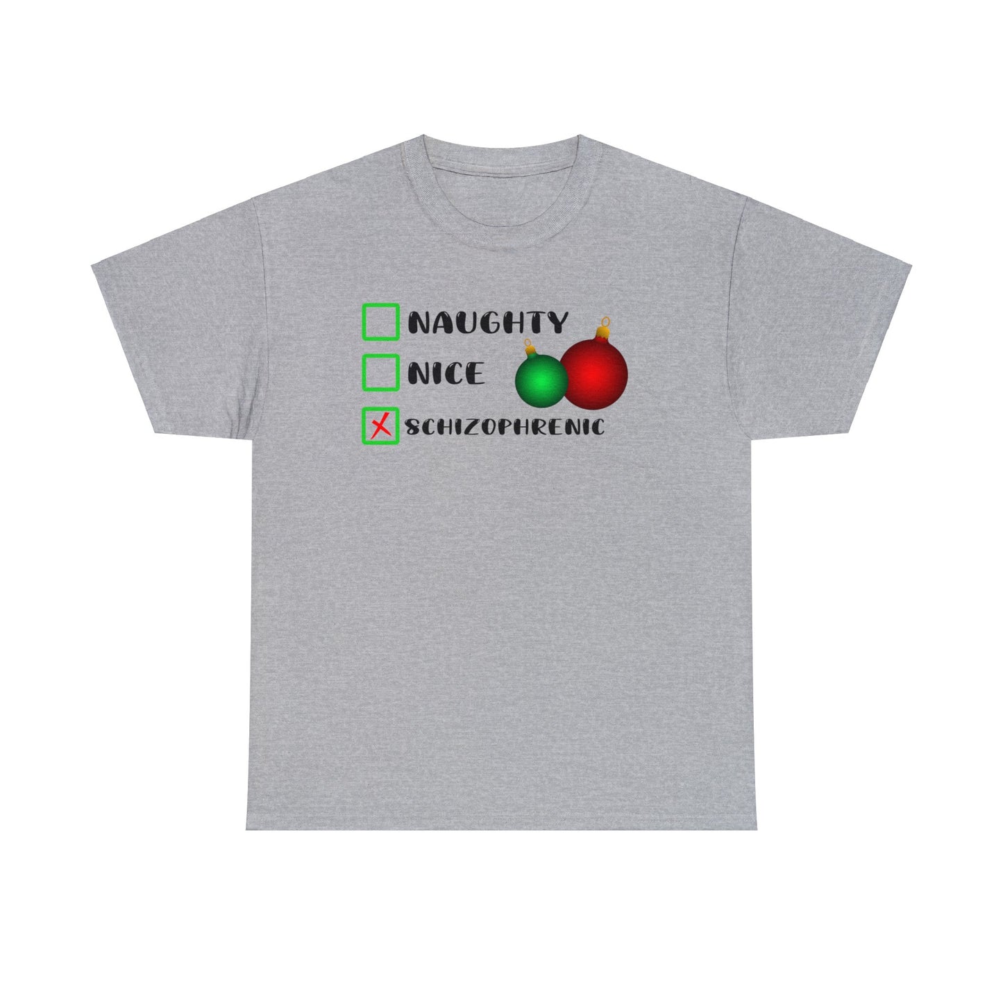 NAUGHTY, NICE, SCHIZOPHRENIC TEE