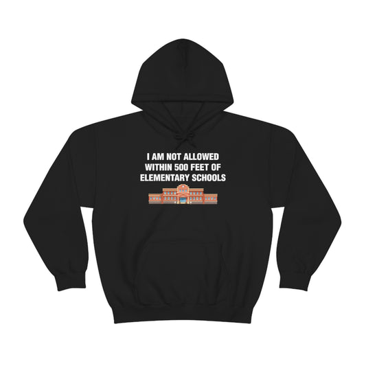 I AM NOT ALLOWED WITHIN 500 FEET OF ELEMENTARY SCHOOLS HOODIE